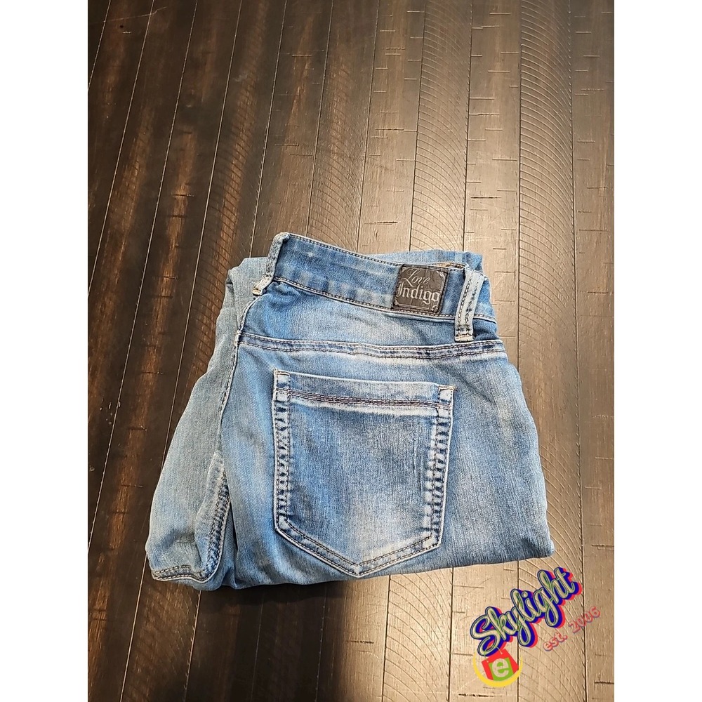 Love Indigo Women's‎ Blue Capri Skinny Fit Denim Jeans Stretch Mid Rise Size 8